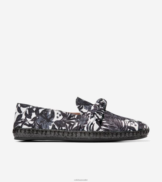 Women Black-Ivory Beverly Floral Print Cole Haan Cloudfeel Knotted Espadrille 2R0V2225