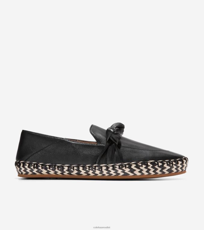 Women Black Leather Cole Haan Cloudfeel Knotted Espadrille 2R0V2223