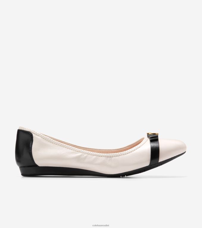 Women Ivory-Black Cole Haan Tova Bow Ballet 2R0V2130