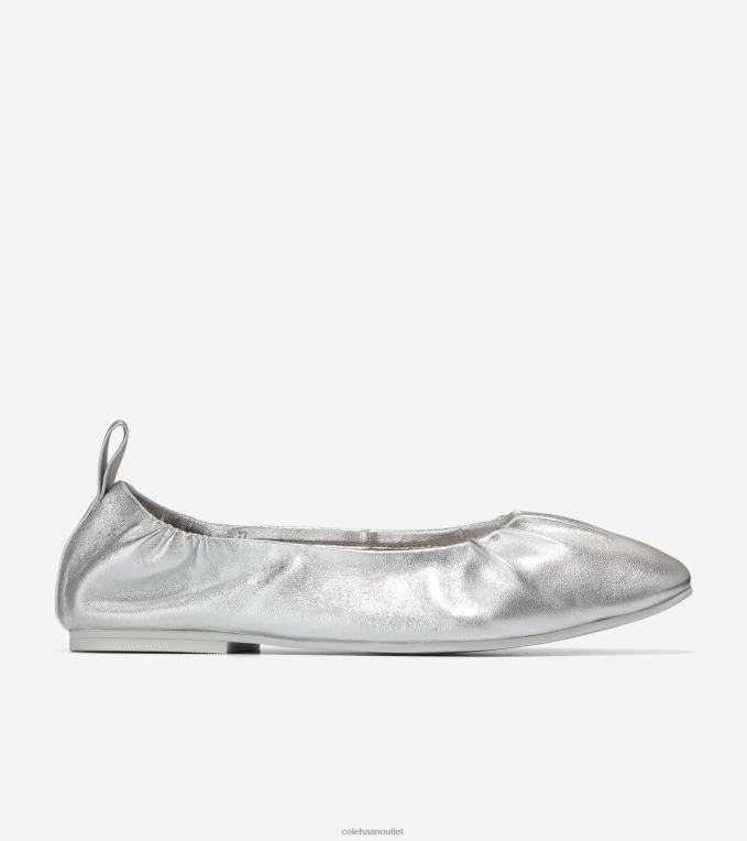Women Silver Metallic Cole Haan York Soft Ballet 2R0V297