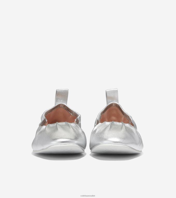 Women Silver Metallic Cole Haan York Soft Ballet 2R0V297