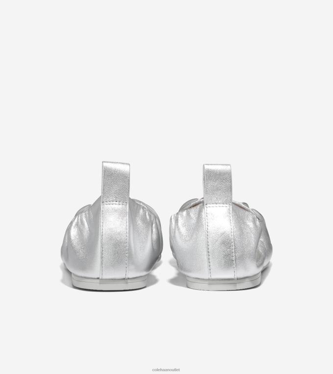 Women Silver Metallic Cole Haan York Soft Ballet 2R0V297