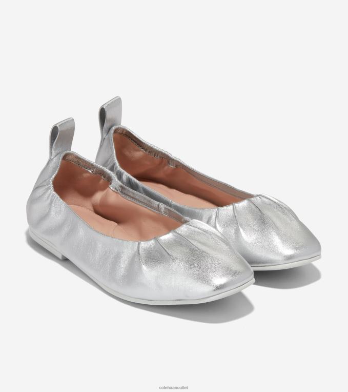 Women Silver Metallic Cole Haan York Soft Ballet 2R0V297