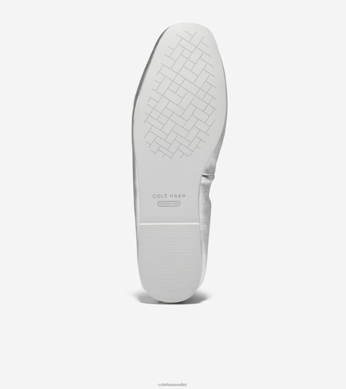 Women Silver Metallic Cole Haan York Soft Ballet 2R0V297