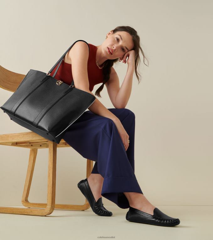 Women Black Leather Cole Haan Evelyn Driver 2R0V267