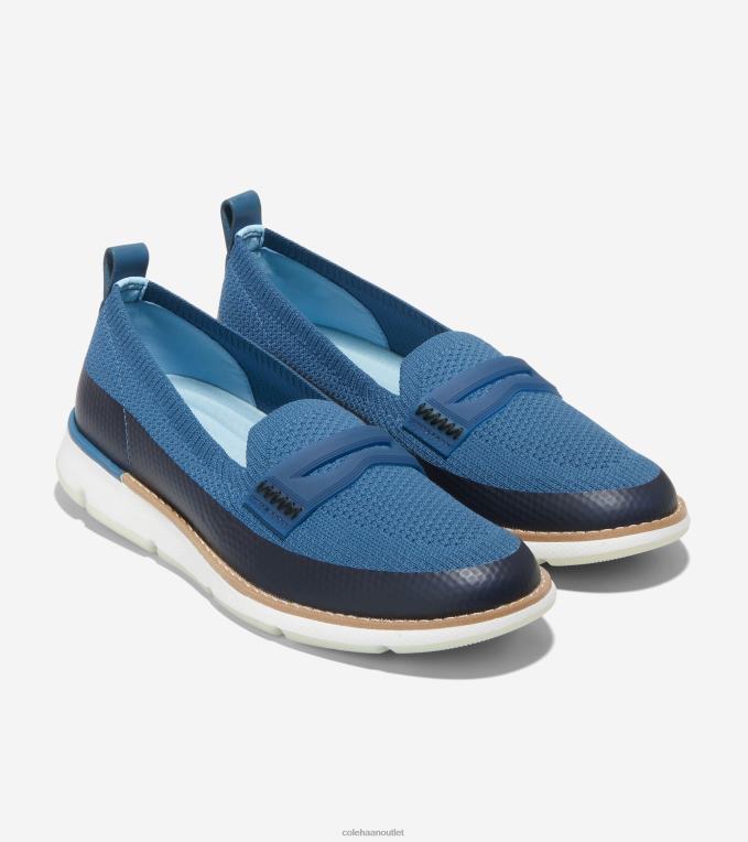 Women Blue Knit-Optic White Stitchlite Cole Haan 4.ZEROGRAND Loafer 2R0V2133