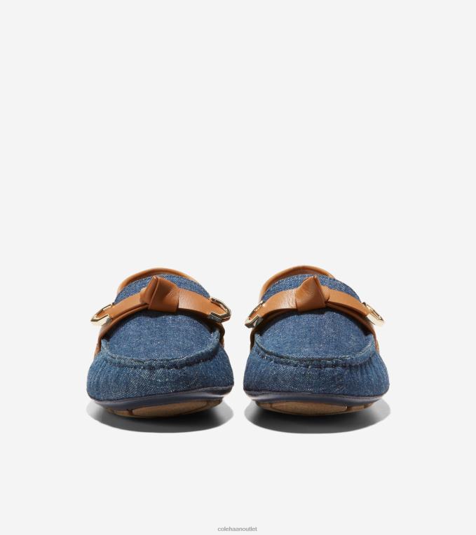 Women Denim-Pecan Leather Cole Haan Evelyn Bow Driver 2R0V270