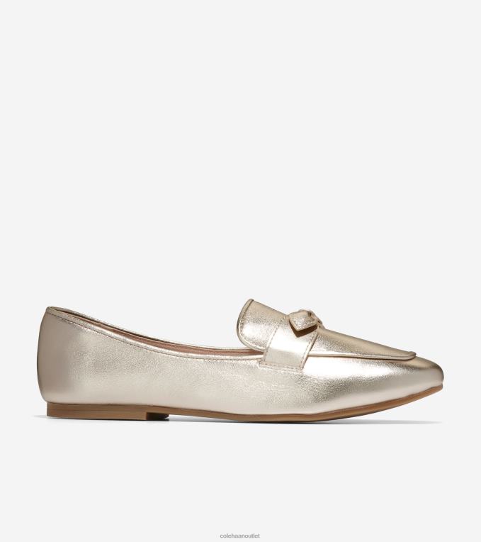 Women Gold Cole Haan York Bow Loafer 2R0V2137