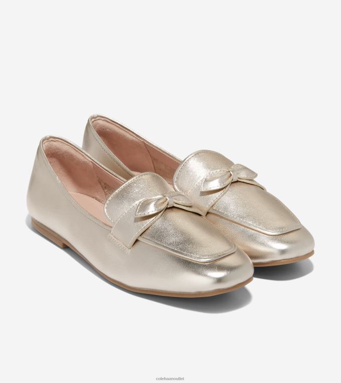 Women Gold Cole Haan York Bow Loafer 2R0V2137