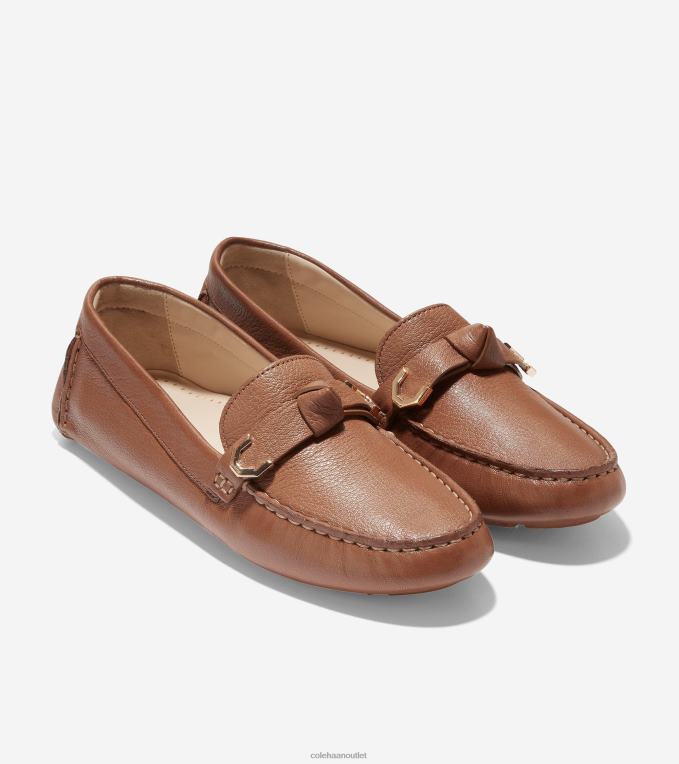 Women Pecan Leather Cole Haan Evelyn Bow Driver 2R0V269