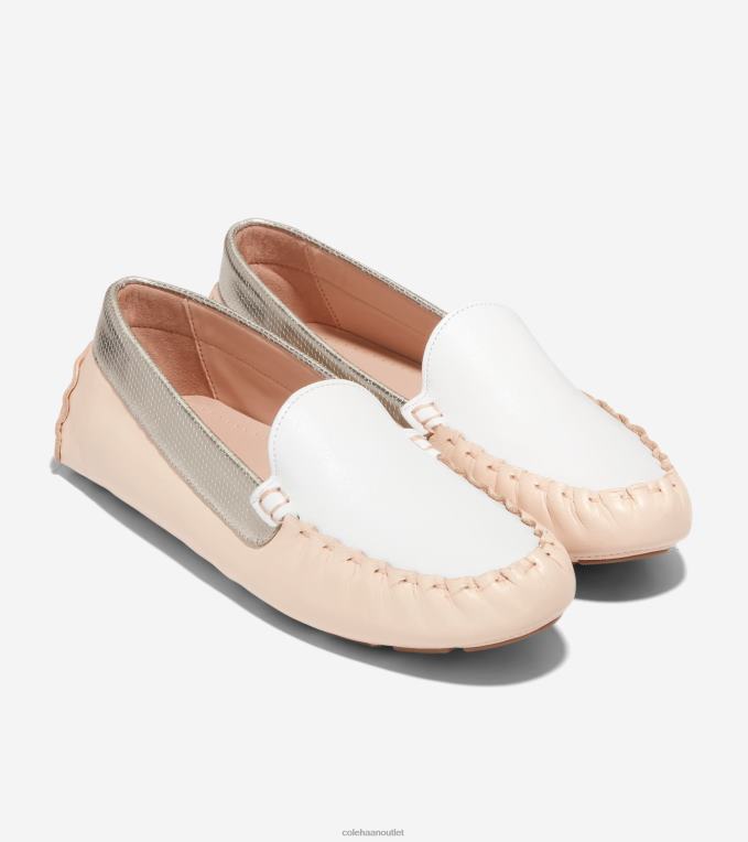 Women Tan-Metallic-Ivory Cole Haan Evelyn Driver 2R0V265