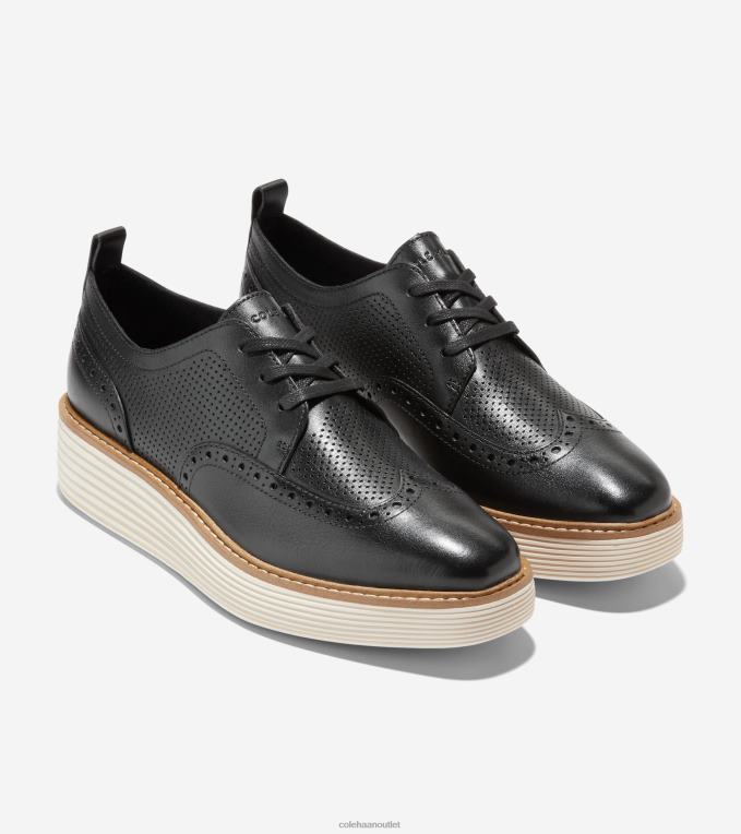 Women Black-Ivory Cole Haan OriginalGrand Platform Wingtip Oxford 2R0V2166