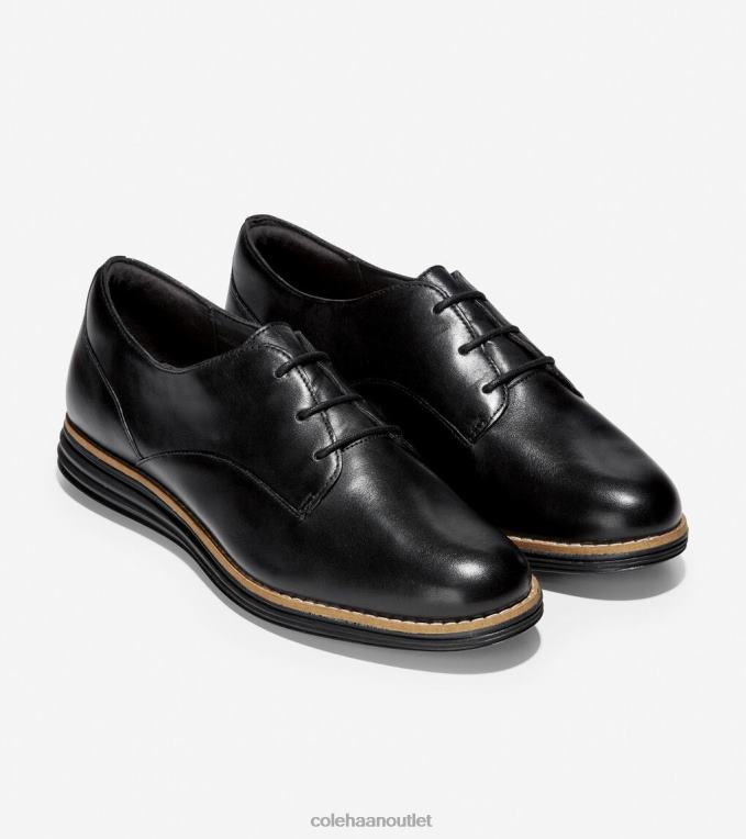 Women Black Leather Cole Haan OriginalGrand Plain Oxford 2R0V2170