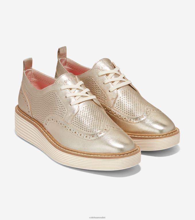 Women Gold Talca-Ivory Cole Haan OriginalGrand Platform Wingtip Oxford 2R0V2164