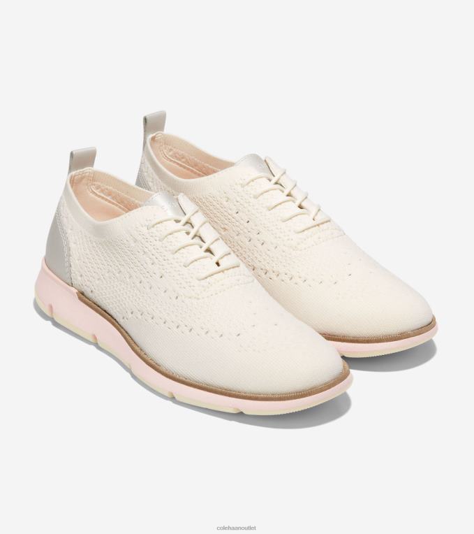 Women Ivory Knit-Silver Peony Stitchlite Cole Haan 4.ZEROGRAND Oxford 2R0V2105