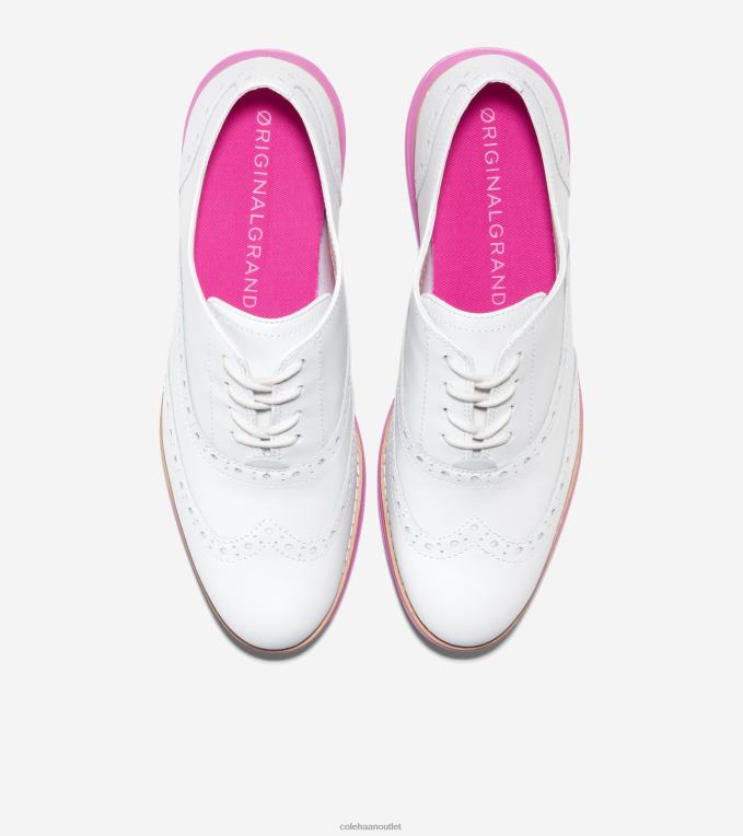 Women Optic White-Cyclamen Cole Haan OriginalGrand Wingtip Oxford 2R0V2233
