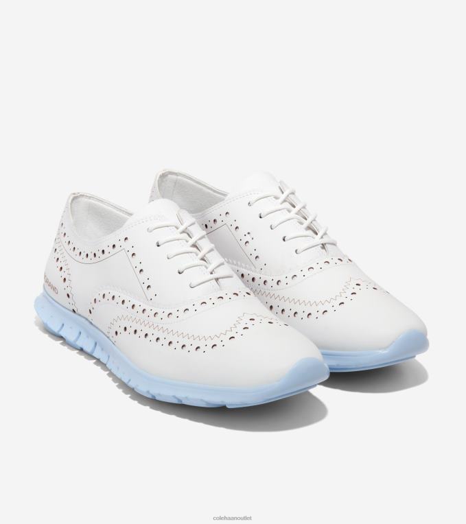 Women Optic White-Oxford Blue Cole Haan ZEROGRAND Wingtip Oxford 2R0V2153