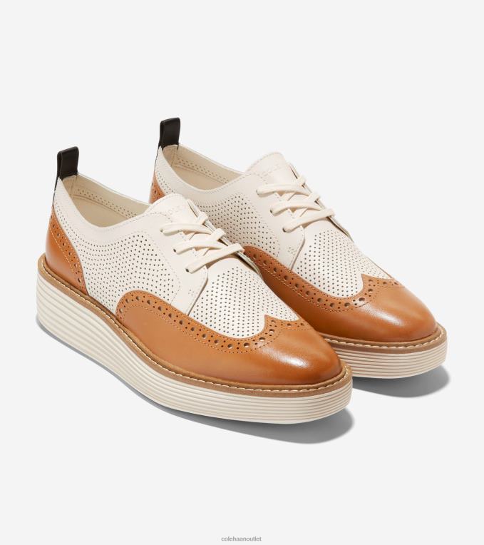 Women Pecan-Ivory Cole Haan OriginalGrand Platform Wingtip Oxford 2R0V2165