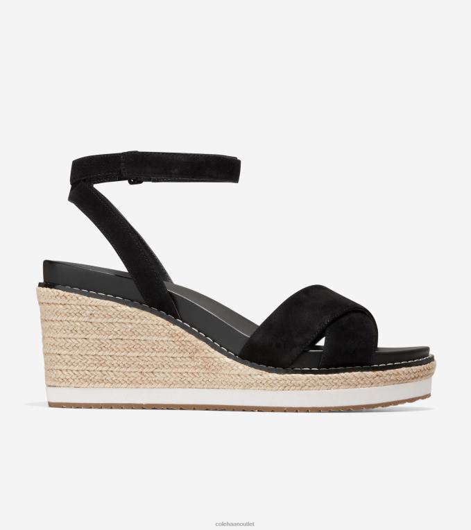 Women Black Cole Haan Cloudfeel Espadrille Wedge Sandal 2R0V230
