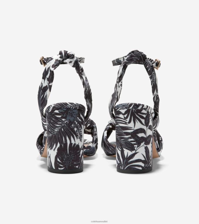 Women Black-Ivory Beverly Floral Print Cole Haan Kaycee Knotted Sandal 2R0V2240