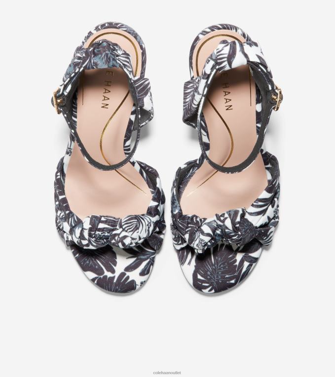 Women Black-Ivory Beverly Floral Print Cole Haan Kaycee Knotted Sandal 2R0V2240