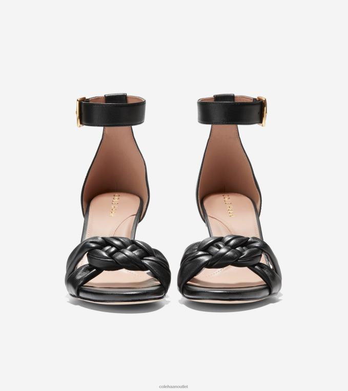 Women Black Leather Cole Haan Adella Braided Sandal 2R0V2182
