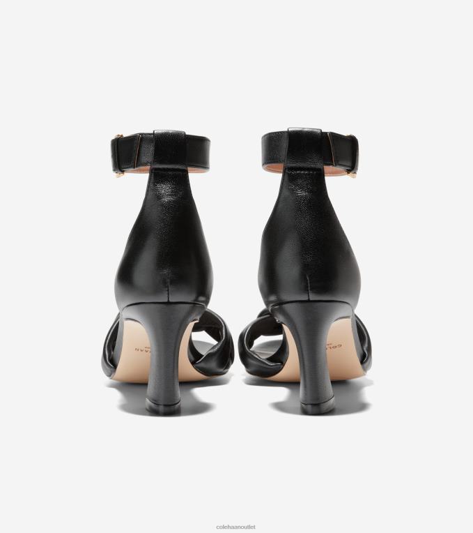 Women Black Leather Cole Haan Adella Braided Sandal 2R0V2182