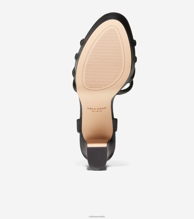 Women Black Leather Cole Haan Grove Platform Sandal 2R0V2160