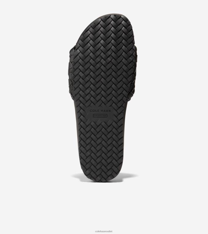 Women Black Leather Cole Haan Mojave Slide Sandal 2R0V250
