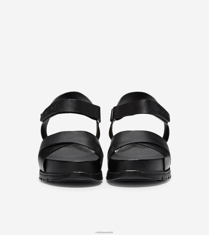 Women Black Leather Cole Haan ZEROGRAND Crisscross Sandal 2R0V284
