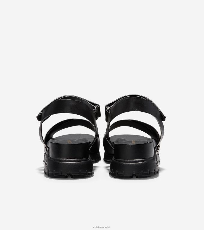 Women Black Leather Cole Haan ZEROGRAND Crisscross Sandal 2R0V284