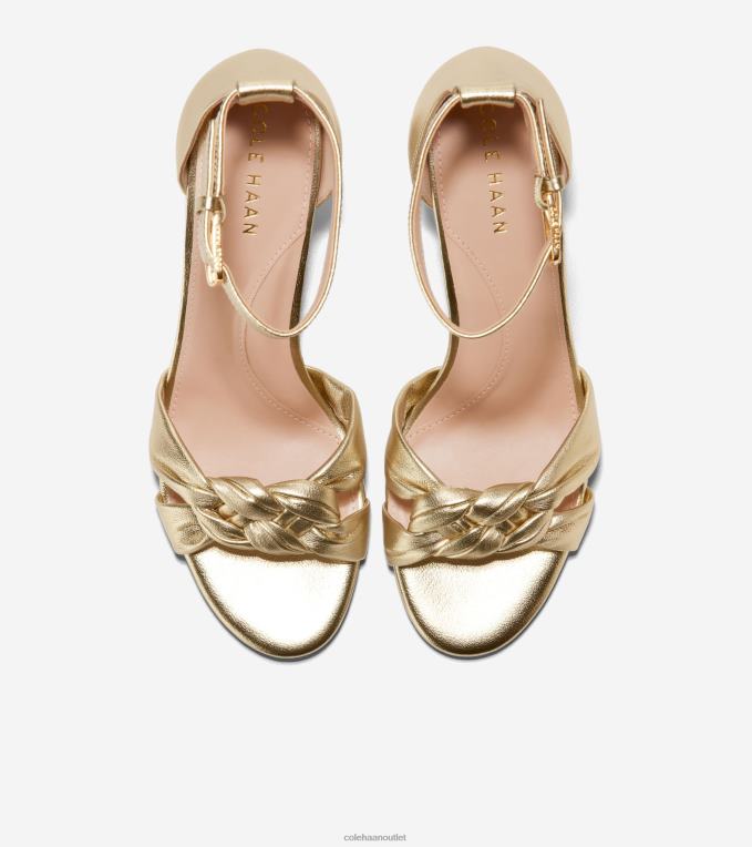 Women Gold Leather Cole Haan Adella Braided Sandal 2R0V2181