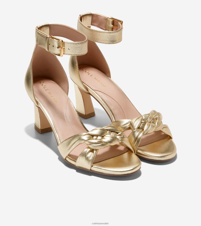 Women Gold Leather Cole Haan Adella Braided Sandal 2R0V2181