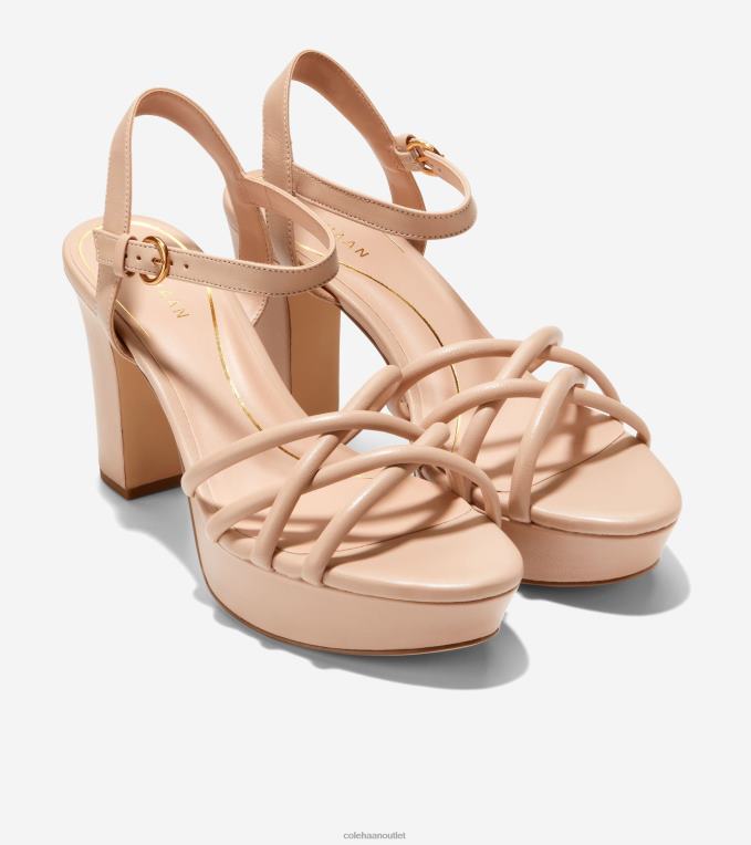 Women Nude Leather Cole Haan Grove Platform Sandal 95MM 2R0V2159