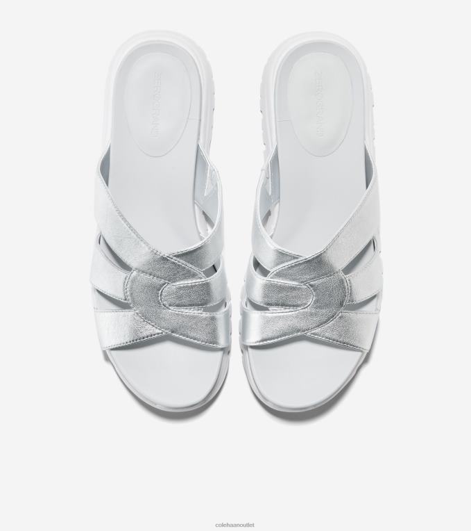 Women Silver Talca Cole Haan ZEROGRAND Slotted Slide 2R0V2195