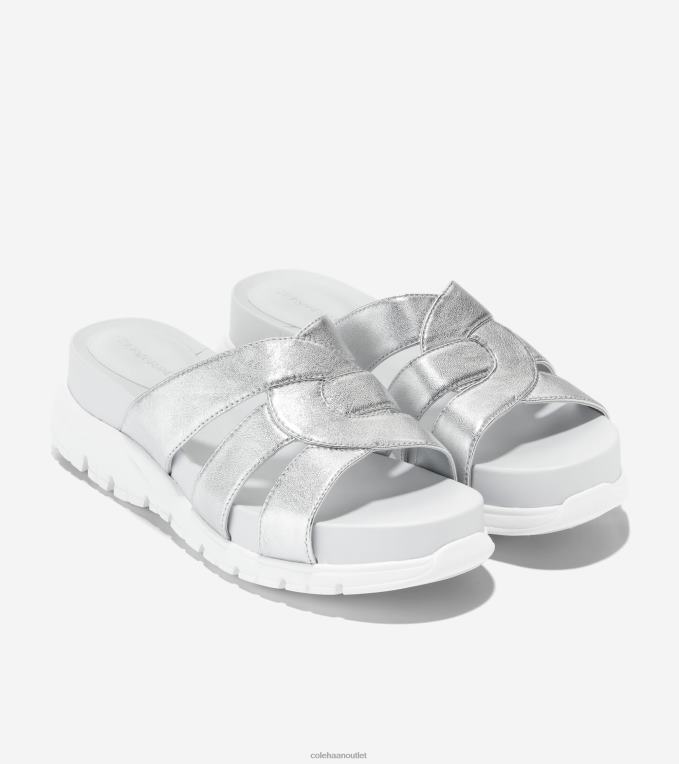 Women Silver Talca Cole Haan ZEROGRAND Slotted Slide 2R0V2195