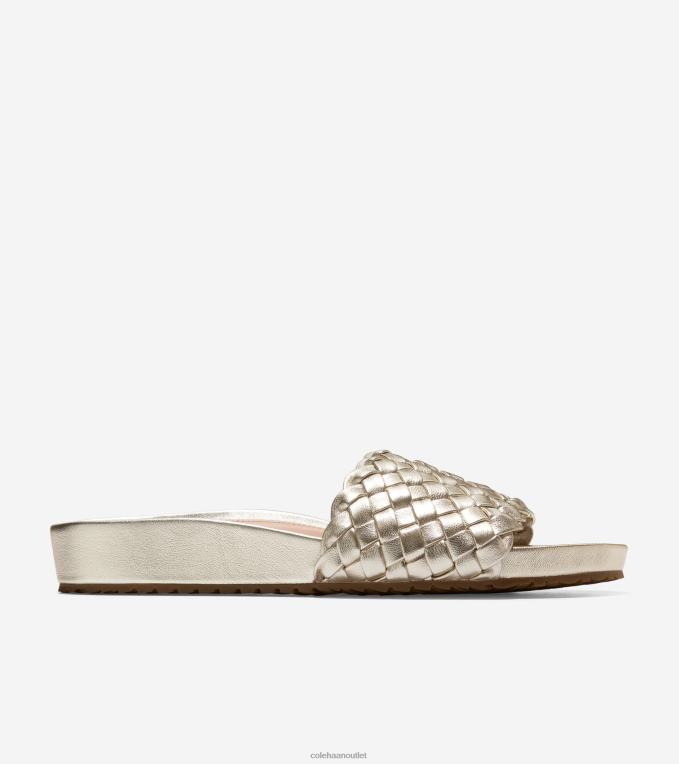 Women Soft Gold Leather Cole Haan Mojave Slide Sandal 2R0V248