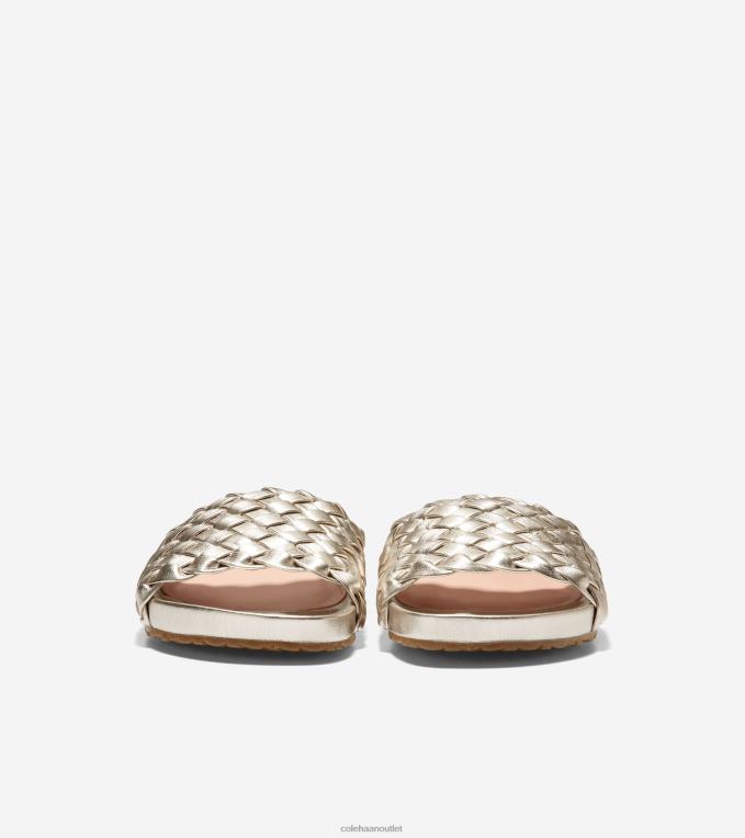 Women Soft Gold Leather Cole Haan Mojave Slide Sandal 2R0V248