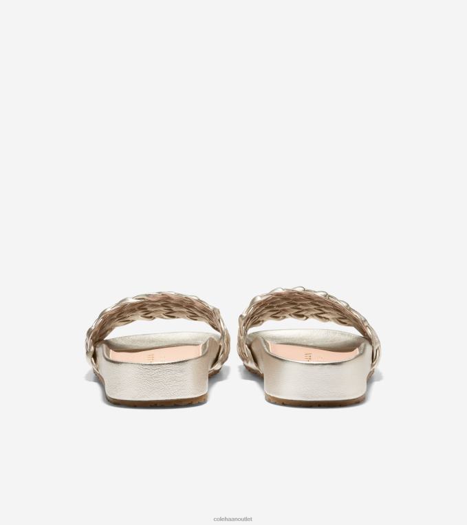 Women Soft Gold Leather Cole Haan Mojave Slide Sandal 2R0V248