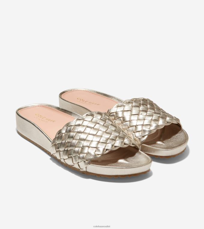 Women Soft Gold Leather Cole Haan Mojave Slide Sandal 2R0V248