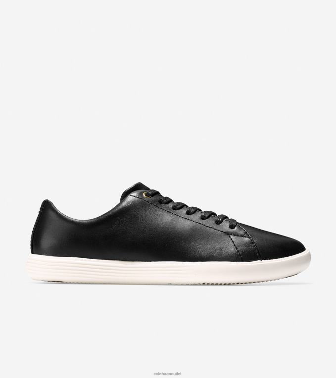 Women Black Leather-White Cole Haan Grand Crosscourt Sneaker 2R0V290
