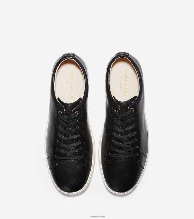 Women Black Leather-White Cole Haan Grand Crosscourt Sneaker 2R0V290