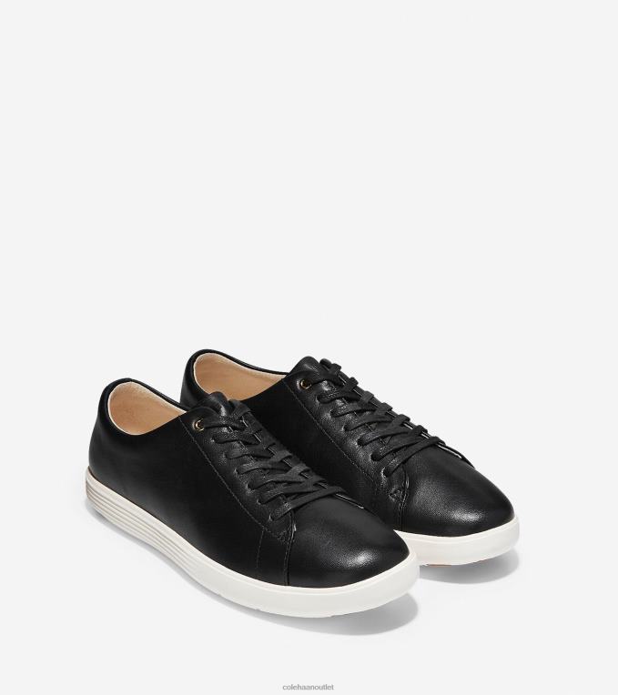 Women Black Leather-White Cole Haan Grand Crosscourt Sneaker 2R0V290