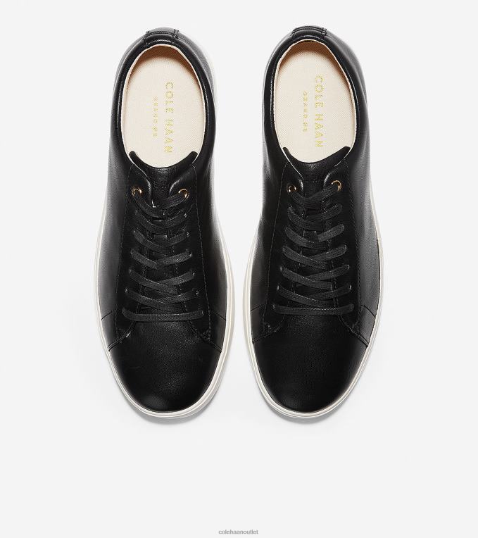 Women Black Leather-White Cole Haan Grand Crosscourt Sneaker 2R0V290