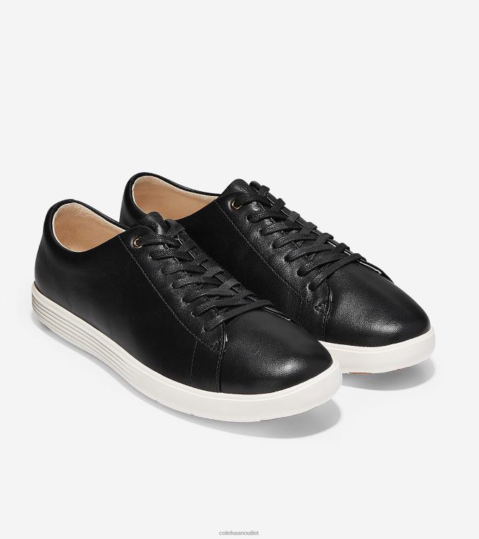 Women Black Leather-White Cole Haan Grand Crosscourt Sneaker 2R0V290