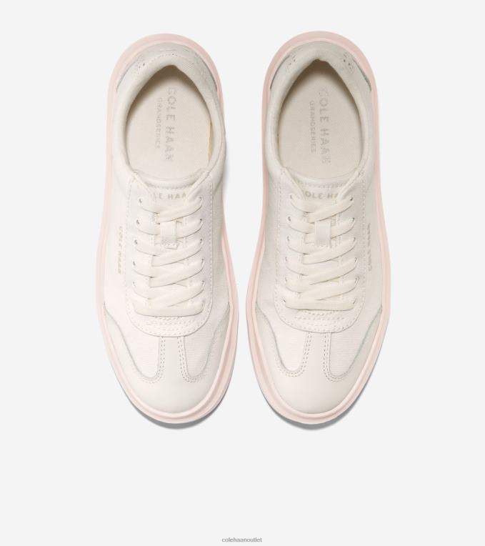 Women Egret-Silver Peony Cole Haan GrandPrO Rally Canvas T-Toe Sneaker 2R0V238