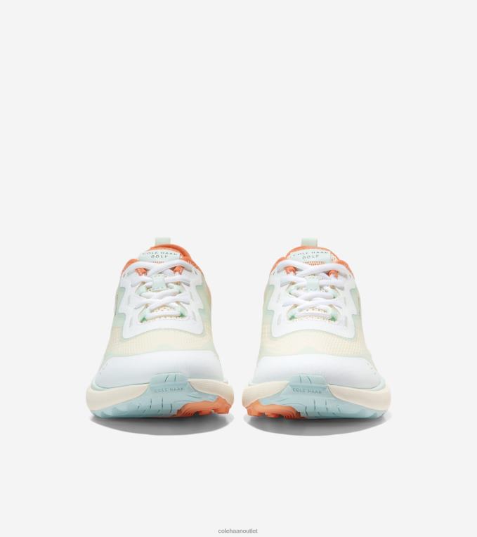Women Ivory-Optic White-Blue Glass-Peach Cole Haan ZEROGRAND Fairway Golf Shoe 2R0V2119