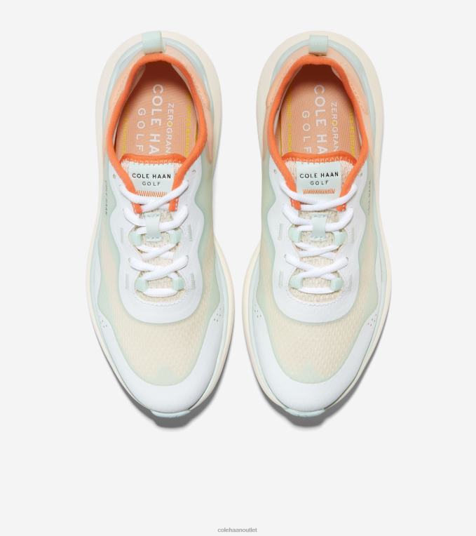 Women Ivory-Optic White-Blue Glass-Peach Cole Haan ZEROGRAND Fairway Golf Shoe 2R0V2119