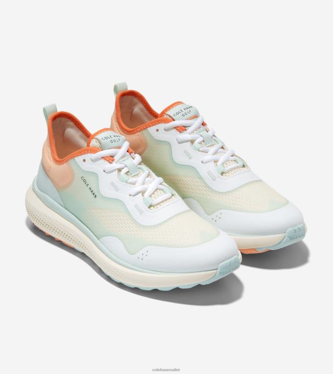 Women Ivory-Optic White-Blue Glass-Peach Cole Haan ZEROGRAND Fairway Golf Shoe 2R0V2119
