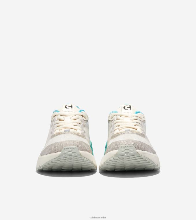Women Ivory-Silver Birch-Turquoise-Caribbean Blue Cole Haan 5.ZEROGRAND Embrostitch Running Shoe 2R0V2243